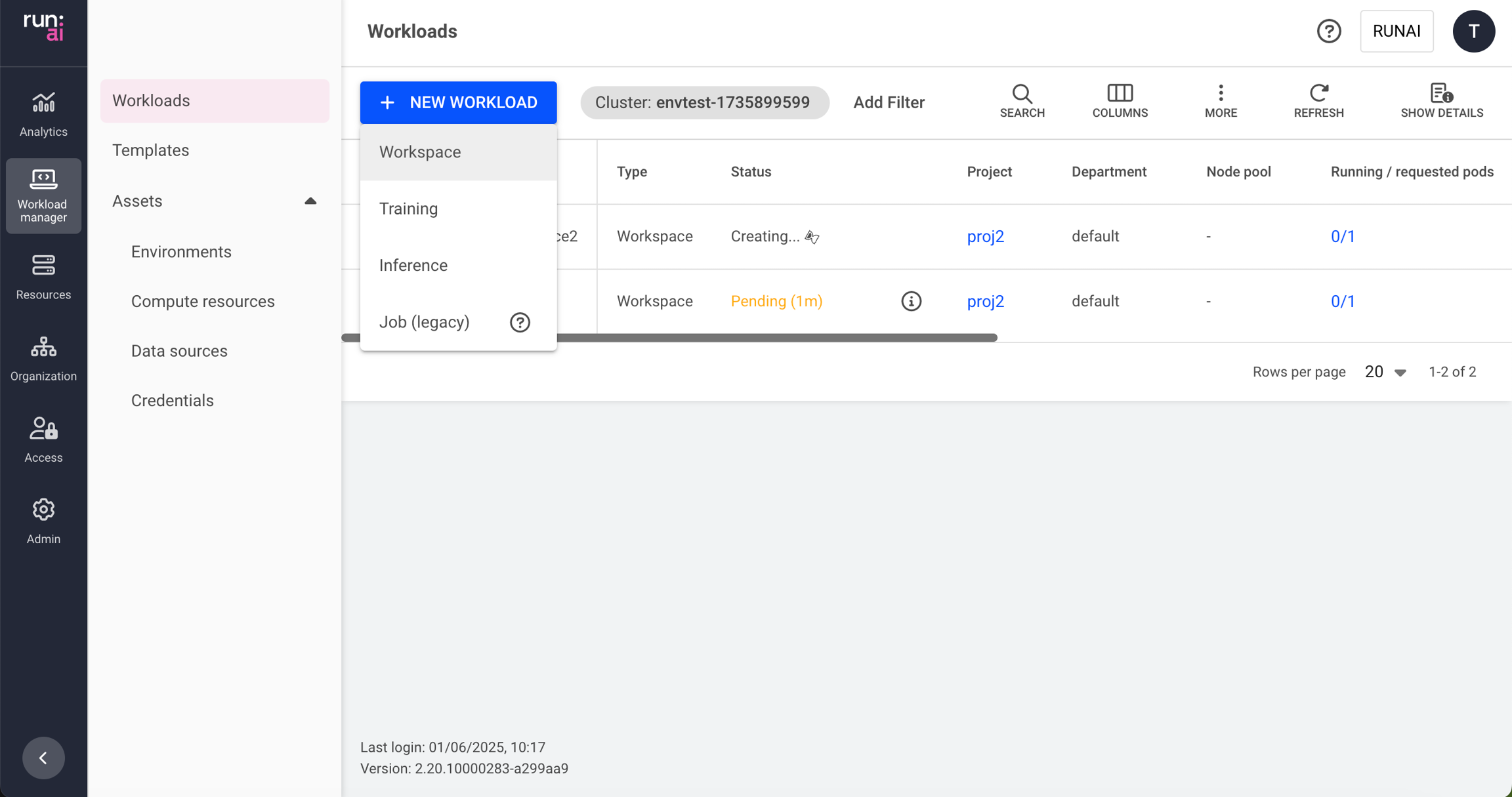 Running Workspaces | Run:ai Documentation